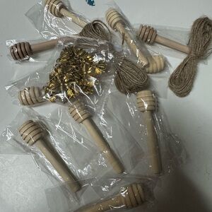 Wooden Honey Dippers with Gold Bee Charms